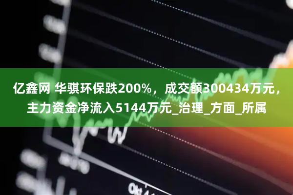 亿鑫网 华骐环保跌200%，成交额300434万元，主力资金净流入5144万元_治理_方面_所属